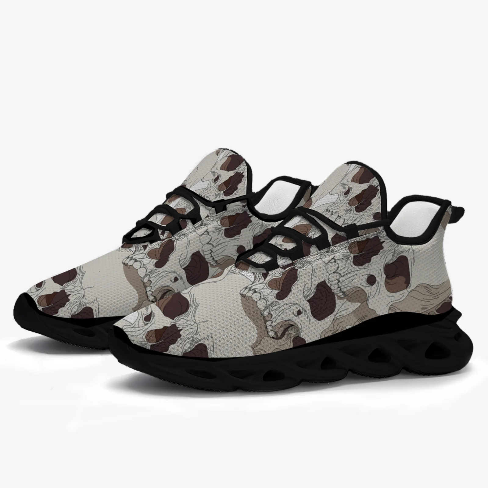 

Skull print, casual sports shoes for man and woman, lightweight walking and running shoes, mesh laces sneakers