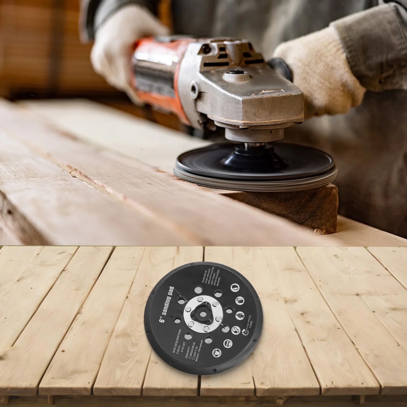 For Dust Removal 148mm Sander Backing Pad Good Ventilation Highly Effective Dust Removal Max Pad Speed 12000 RPM