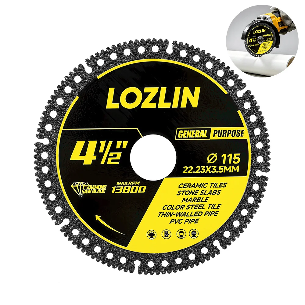 LOZLIN Multifunctional Cutting Disc 115mm Sheet Disc Tile Rock Plate Metal Marble Machine Angle Grinder Diamond  Saw Blade Tool