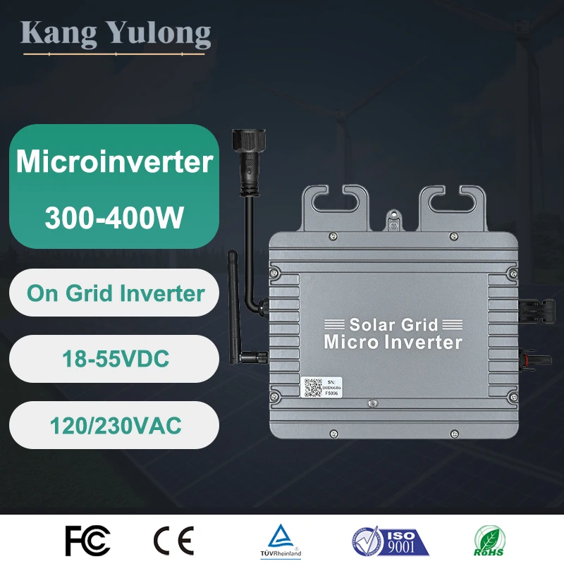 Micro On Grid inverter 300W 350W 400W MPPT IP65 APP Working Voltage 18~55VDC Output Voltage 120/230V And Wifi