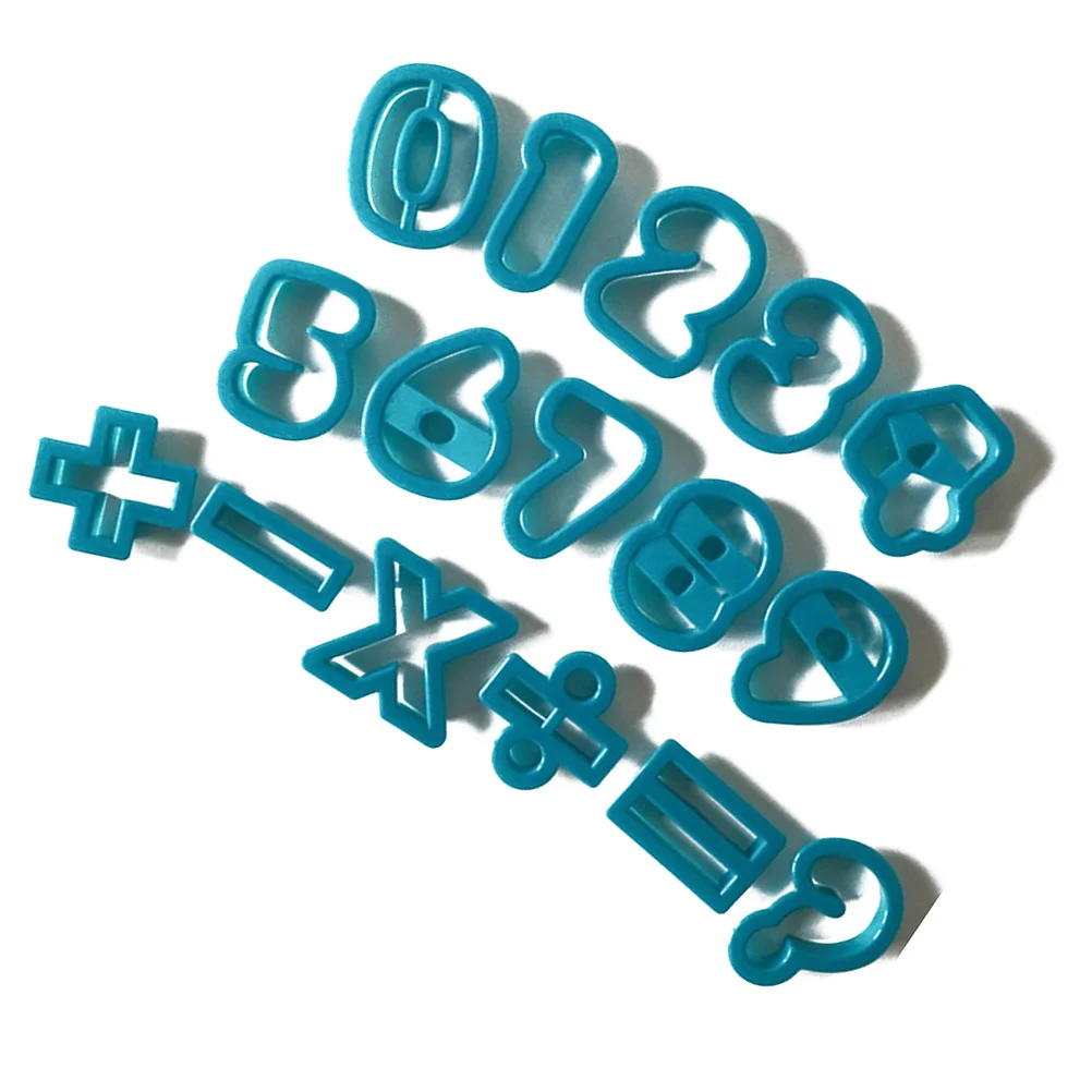 16 pezzi numero simboli matematici biscotti stampo in plastica formine per fondente strumenti di cottura fai da te decorazione della torta stampi artigianali per zucchero