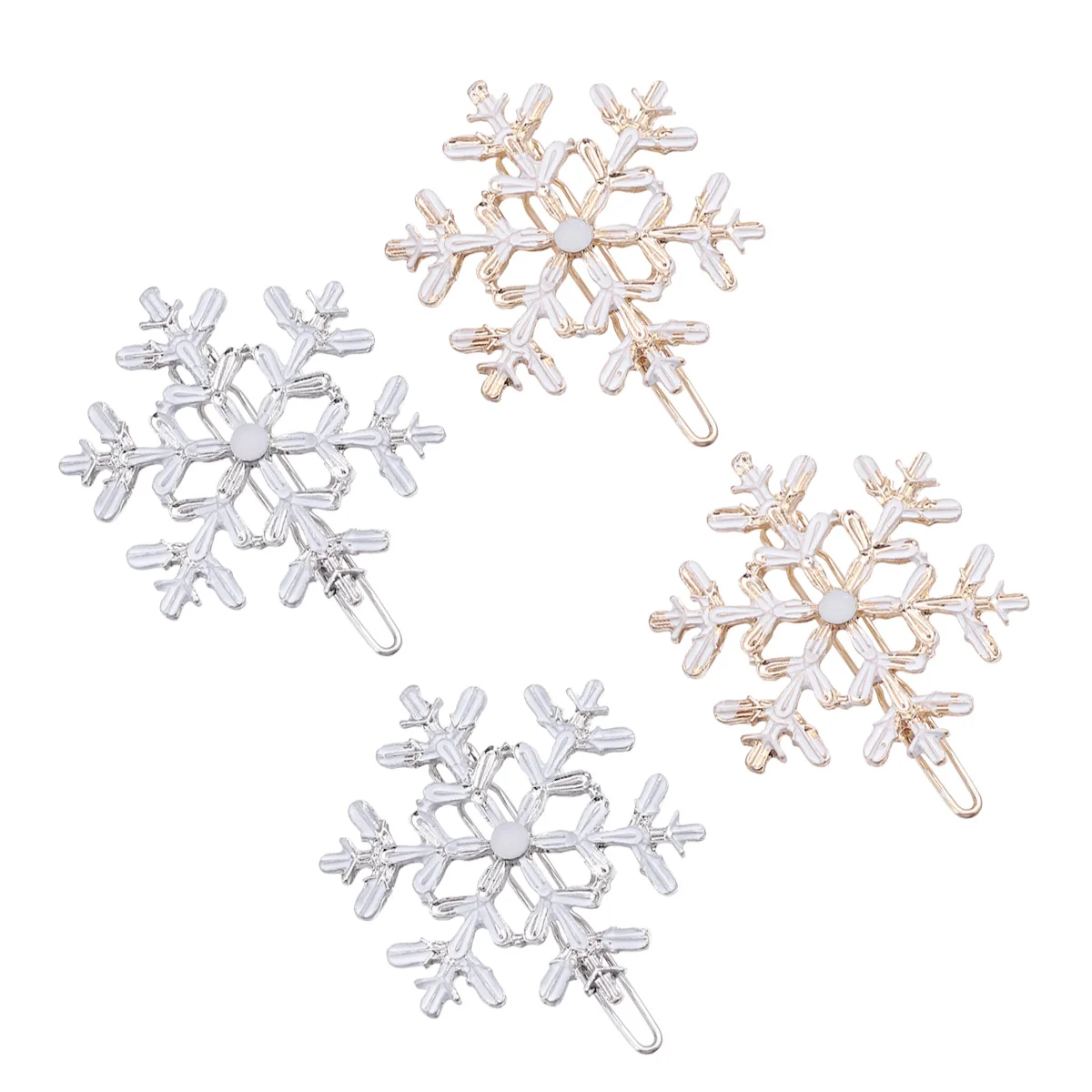 

4 Pcs Flash Miss Christmas Hair Clips Props Accessories for Women Snowflake Pin