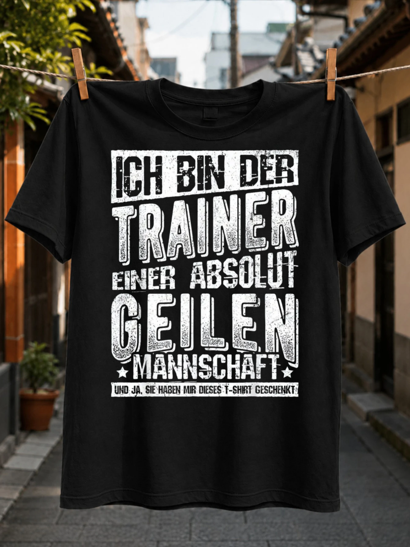 Coach of an Absolutely Awesome Team Distressed German Text with Boxes and Stars Proud Team Gift Tee  Unisex All T-Shirt