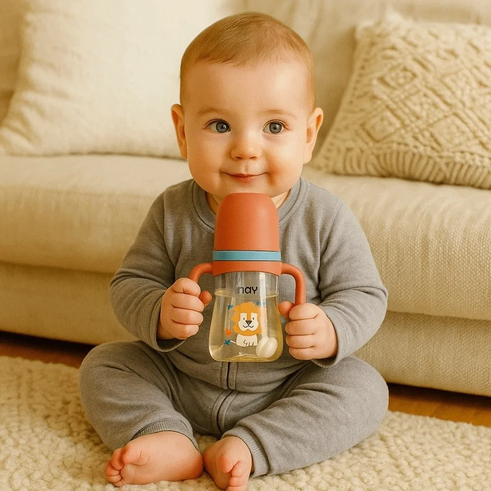 

Creative Drop Resistant Newborn Bottle 240ML Cartoon Baby Feeding Bottle Easy Grip Wide Neck Toddler Milk Cup Newborn Care