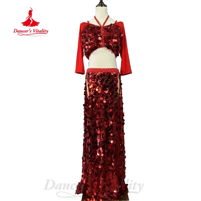 

BellyDance Training Suit for Adults and Children Customized Senior Sequin Performance Set Oriental Belly Dance Practice Clothes
