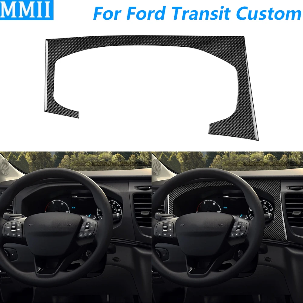 For Ford Transit Custom V363 2024 2025 Carbon Fiber Instrument Speedometer Frame Panel Cover Decorative Car Accessories Sticker