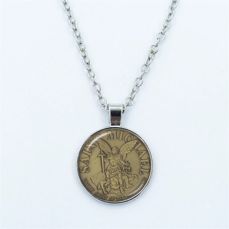 🛡️ Archangel St. Michael Shield Pendant Necklace –(24 to choose from) Protective Amulet with Glass Dome Art 3