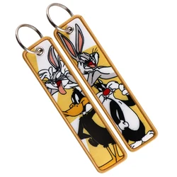 Cute Animal Keychain for Motorcycle Cartoon Key Chain for Women Men Gifts and Cars Key Tag Embroidery Key Fobs Fashion Jewelry