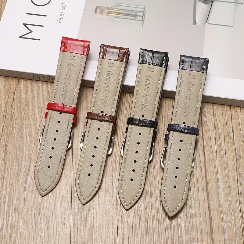 Genuine Leather Watchband 12/13/14/15/16/17/18/19/20/21/22/23/24mm Crocodile Pattern Straps Mens Replacement Universal Bracelet