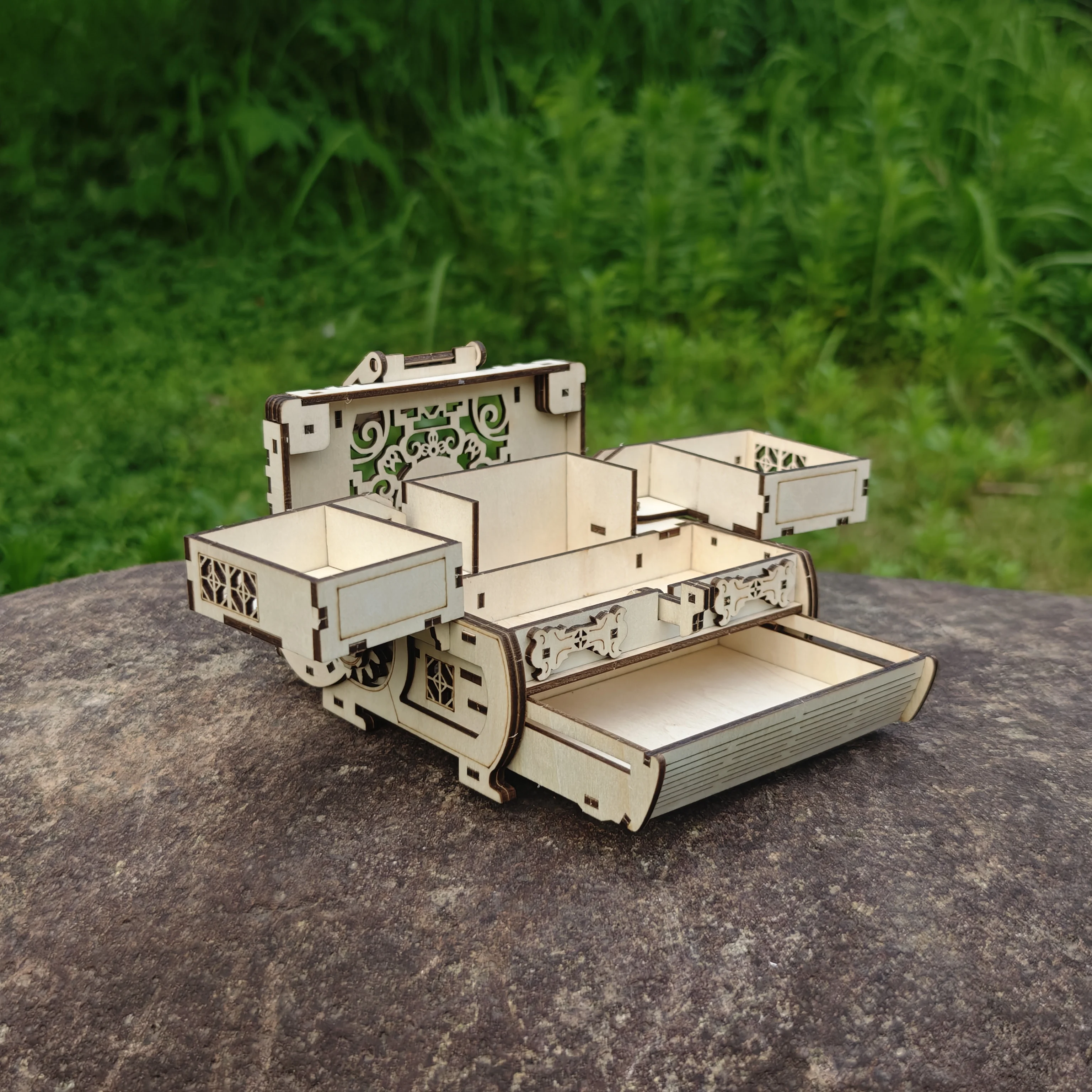 Caja del Tesoro 3D DIY, juego de rompecabezas de madera, montaje, regalo, caja de joyería de bloques de construcción para adultos