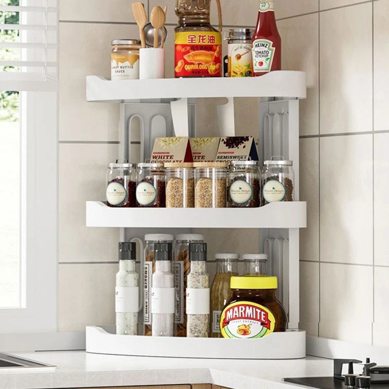 Kitchen Storage Rack Corner Seasoning Bottle Storage Rack Multi-layer Triangle Shelf Bathroom Organizer Shelves Kitchen Accessor