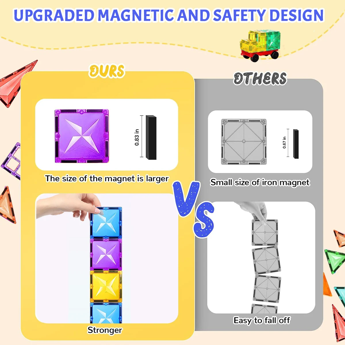 Montessori Blocks for Kids Magnetic Construction，3D Designer DIY Construction Model，Boy and Girl Birthday Gift