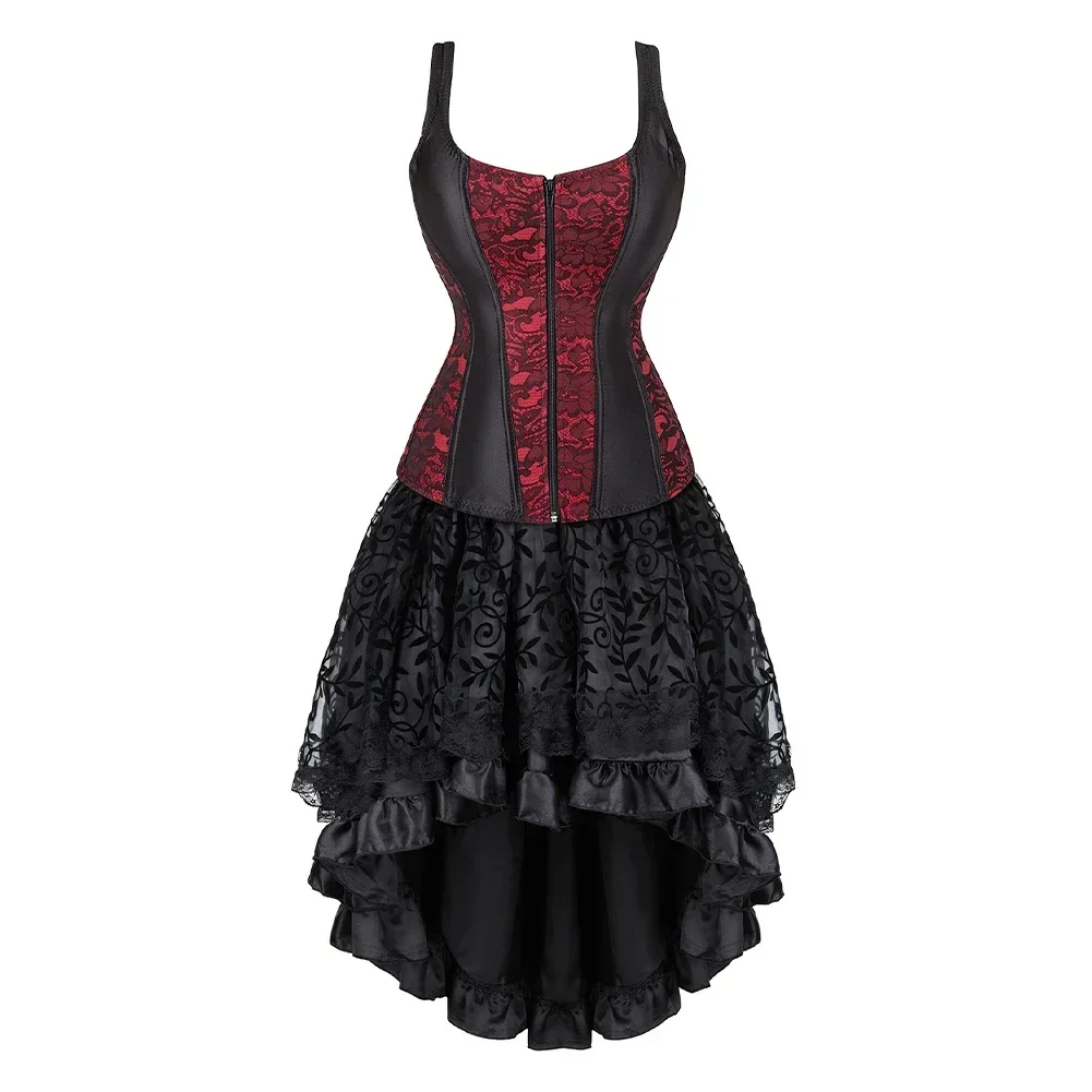 Abito corsetto donna Burlesque corpetto corsetti Vintage con cinturini Steampunk Bustier gonna Plus Size costumi da festa di fidanzamento