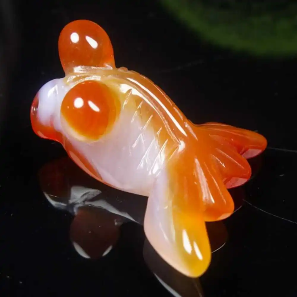 

1pcs Natural Red Agate Goldfish Gemstone Pendant+Chain Lucky Clavicle Beads Quartz Chakra Steel Pendants Craft Gift Necklace