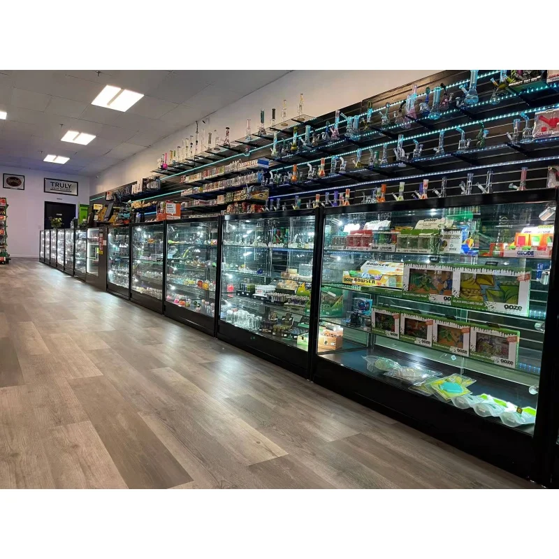 custom，6 Feet Glass Display Cabinet Full Vitrine Show Cases Retail Store Display Showcases for Smoke Shops Accessories