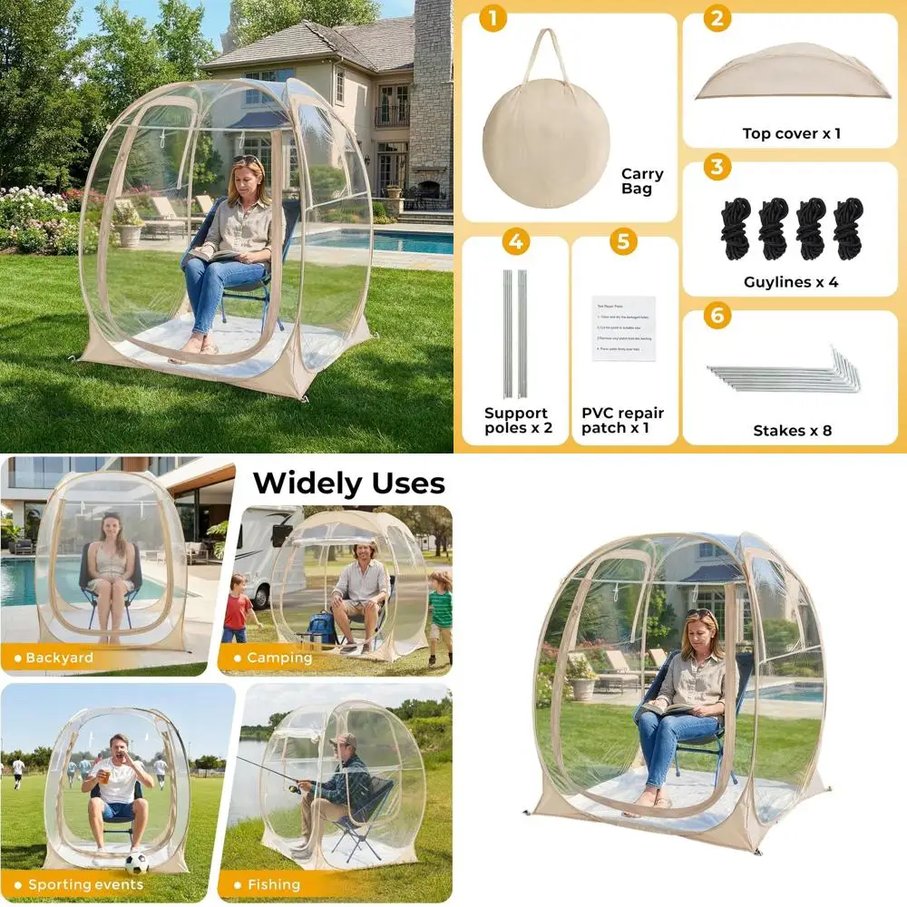 Large Igloo-Style Screen House for 1 Person, Cold-Weather Outdoor Tent, 4x4x5 Feet