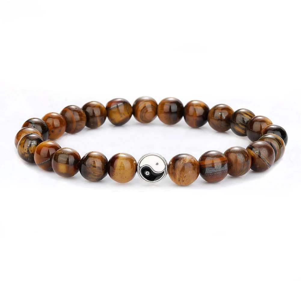 JD nueva distancia pulsera clásica piedra Natural blanco y negro Yin Yang pulseras con cuentas para hombres mujeres mejor amigo regalo de equilibrio