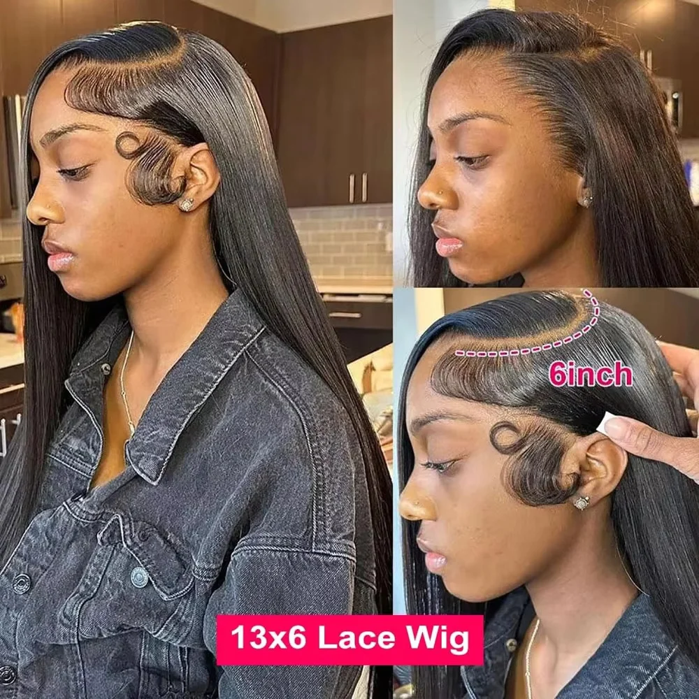 16 42 Inch 13x6 13X4 HD Transparent Straight Lace Frontal Wigs 5x5 Glueless Wear and Go Brazilian Human Hair Wig 250 Density for Women