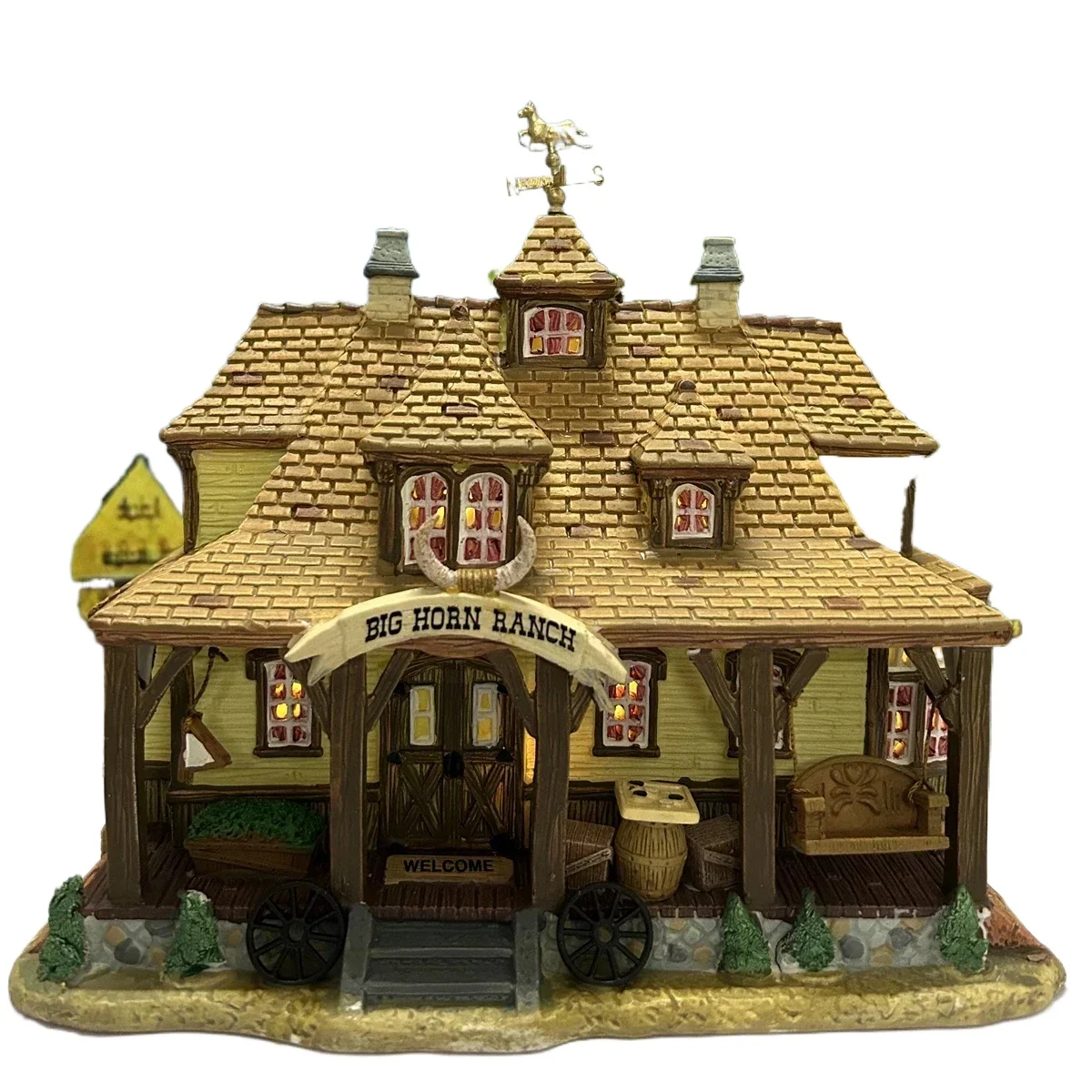 Home Decor Lemax Creative European Building Figurine House Model Figurine with Lamp Home Furnishing Living Room Ornaments Gifts