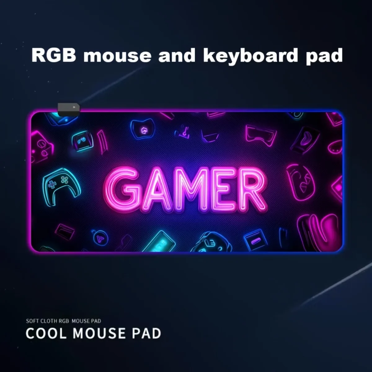 Smooth RGB Gaming Desk Mat Rubber Base Comfortable Non-Slip LED Backlit Stitched Design For Esports Gamers Office Workstation