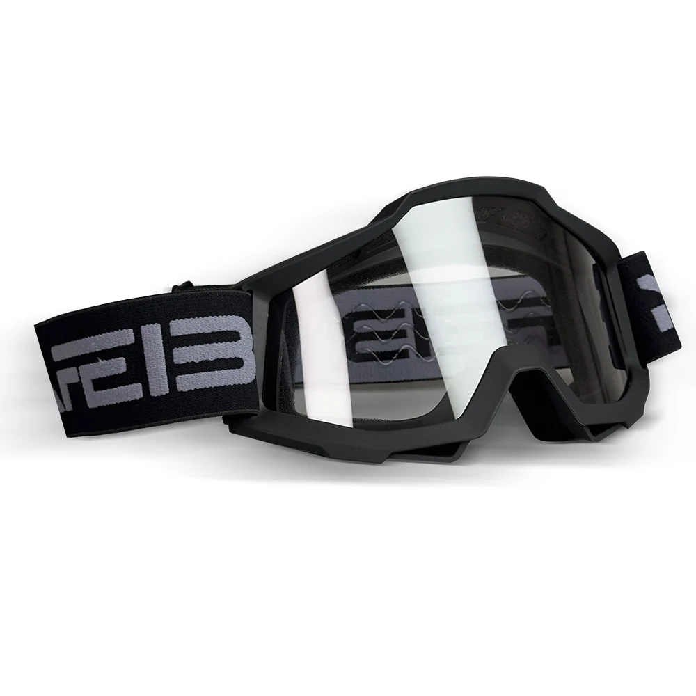 1Pcs Unisex Black Off-Road Moto Goggles - UV400 Anti-Fog, Impact-Resistant Riding Gear for Dirt Bikes
