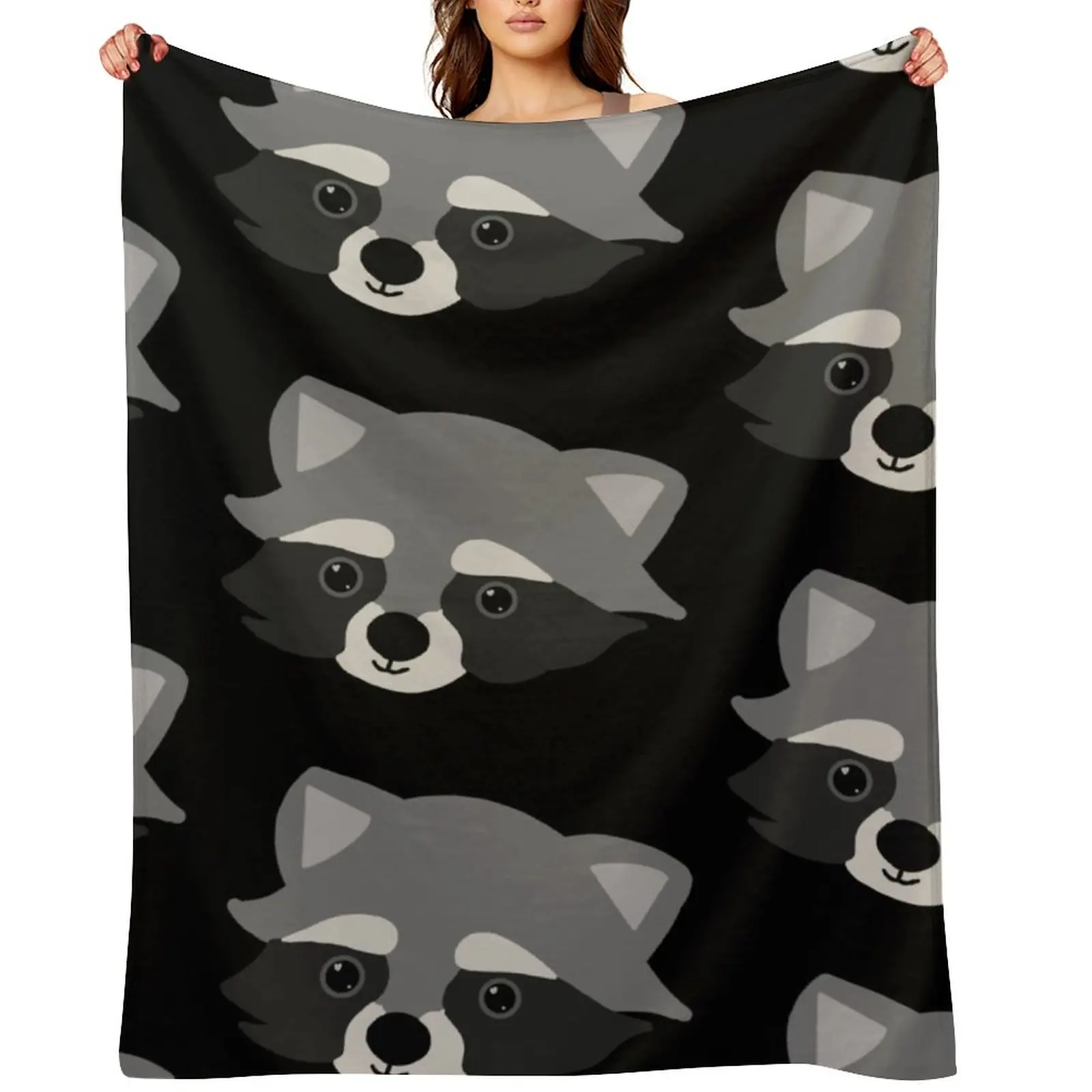 

Racoon Throw Blanket Flannel Soft Plush Plaid Hairys Hair Blankets