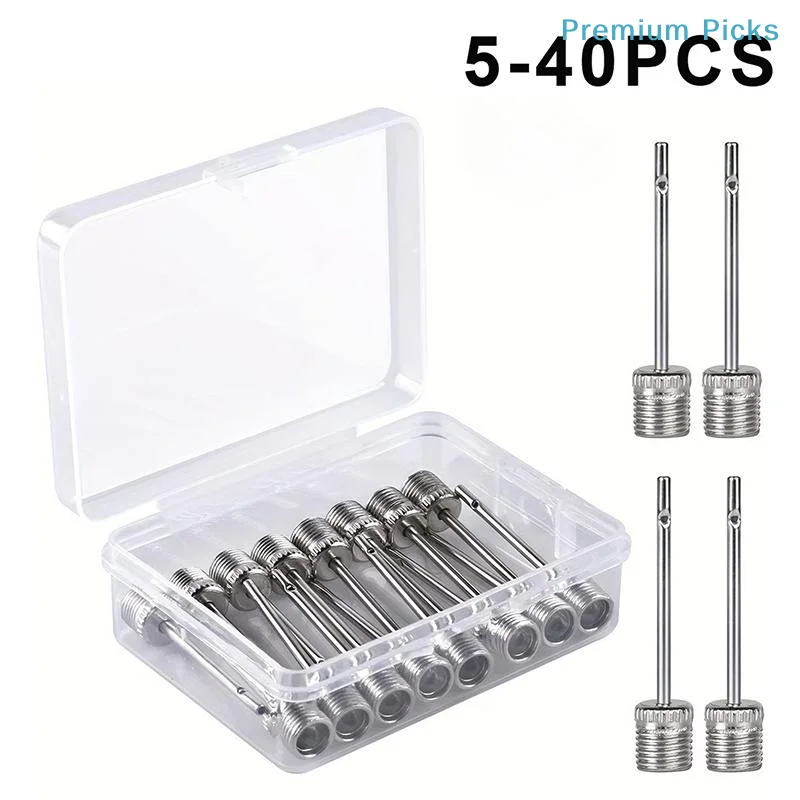 Portable Ball Pump Needle 5-40PCS Stainless Steel Air Inflation Needles for Basketball Soccer Volleyball Team Training Use view 3