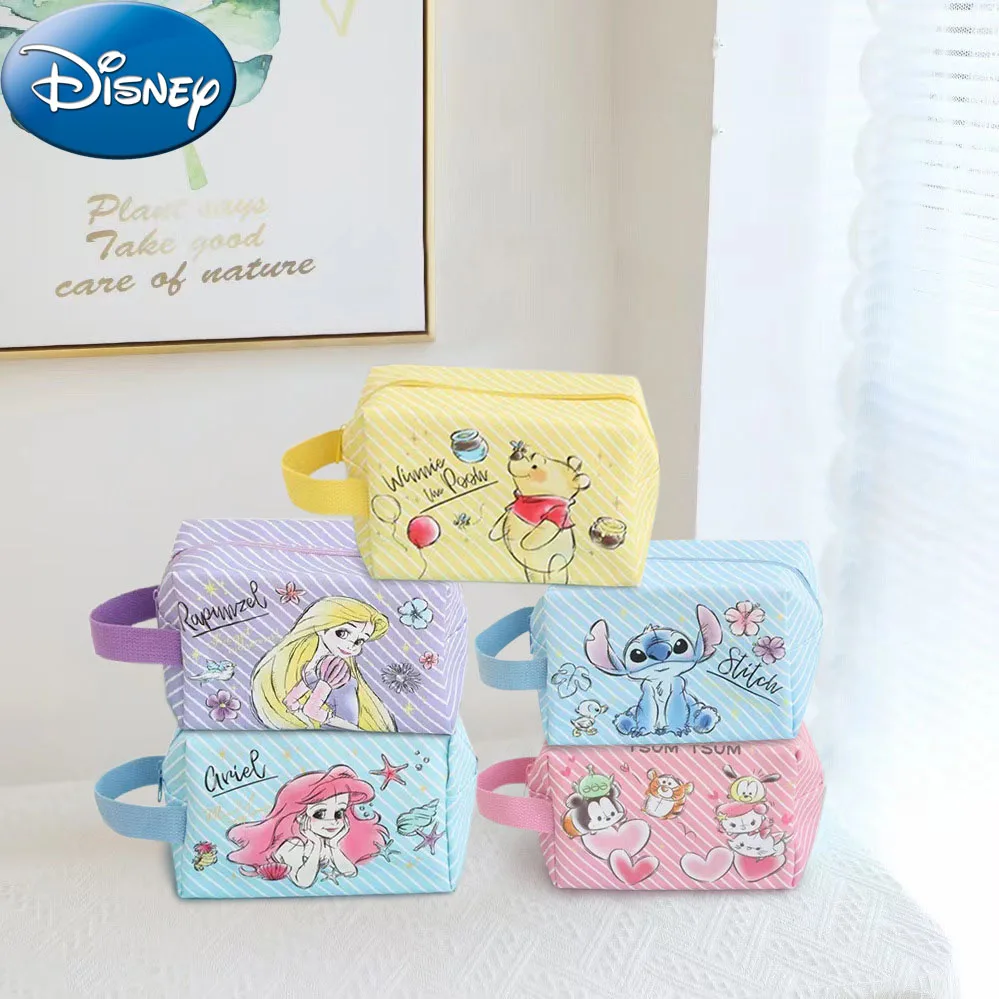 Disney Series Cosmetic Bag Cartoon Frozen Princess Lilo & Stitch Mickey Mouse Cute Print Women\'s Portable Storage Bag Gifts