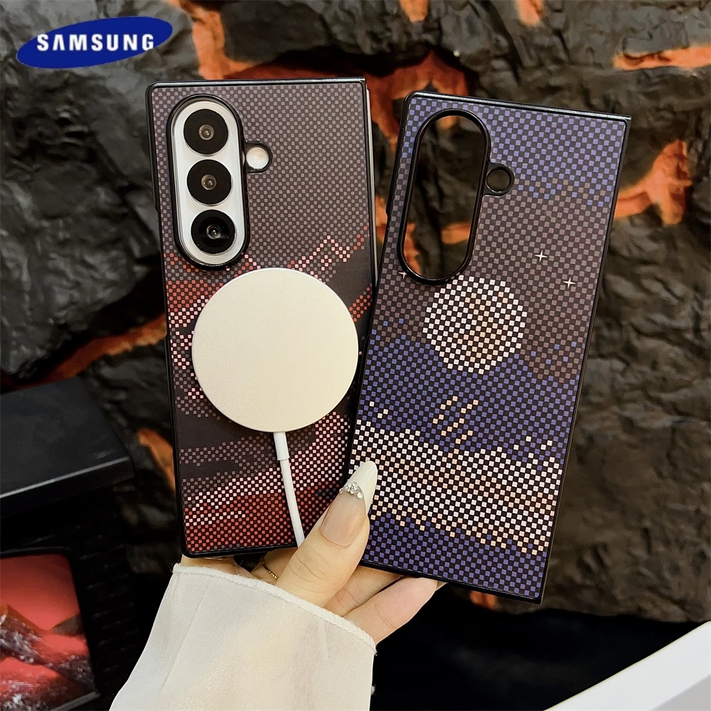 حافظة كيفلر المغناطيسية Magsafe لهاتف سامسونج جالاكسي Z Fold 7 6 5 4 ألياف الكربون الأراميد رقيقة جدا شحن لاسلكي غطاء مقاوم للصدمات #2