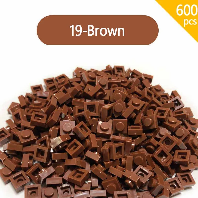 3024 Plate 1x1 brown Colors Pixel Art QR Code Building Block Painting MOC Toy Brick Parts 600pcs/LOT