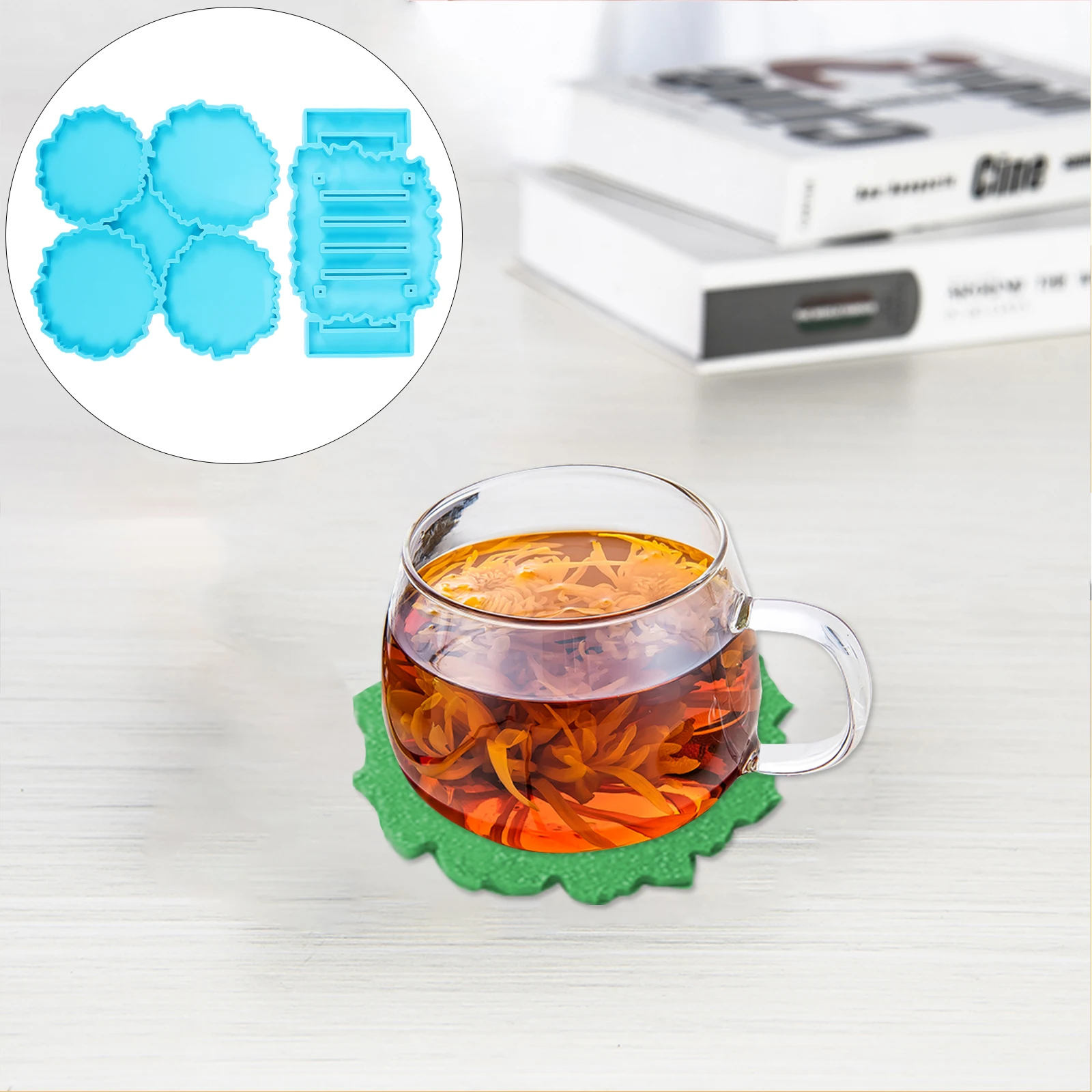 

Crystal Epoxy Mold Coaster DIY Making Silicone Mould Silica Gel Storage Rack Cup Mat