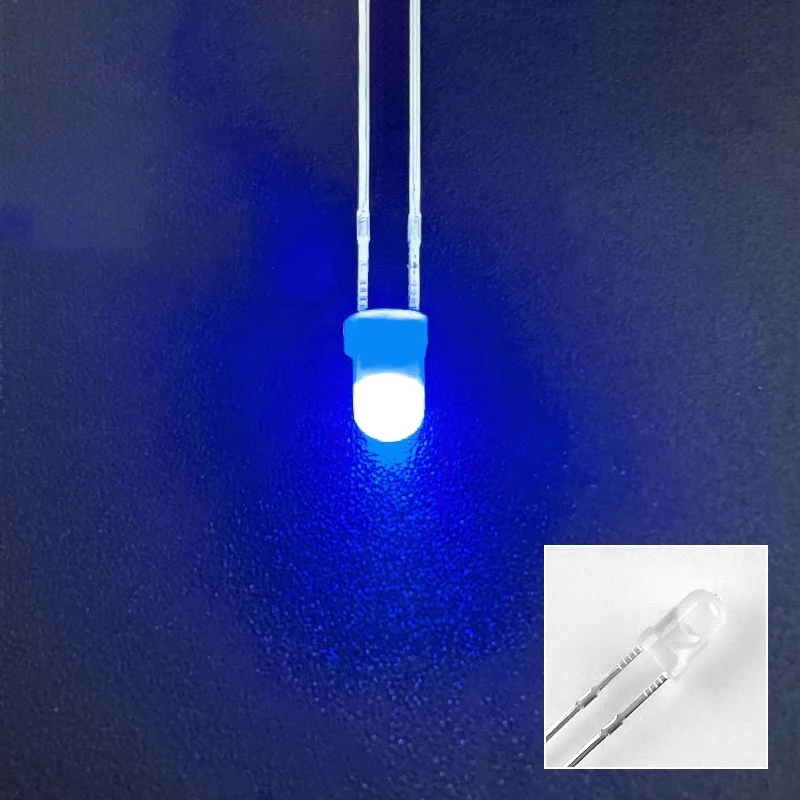 SNVI 50 Buah 3Mm Lampu LED Manik Rambut Putih Merah Putih Kuning Rambut Putih Biru Rambut Putih Ungu Rambut Putih Pelangi Kaki Pendek/Panjang