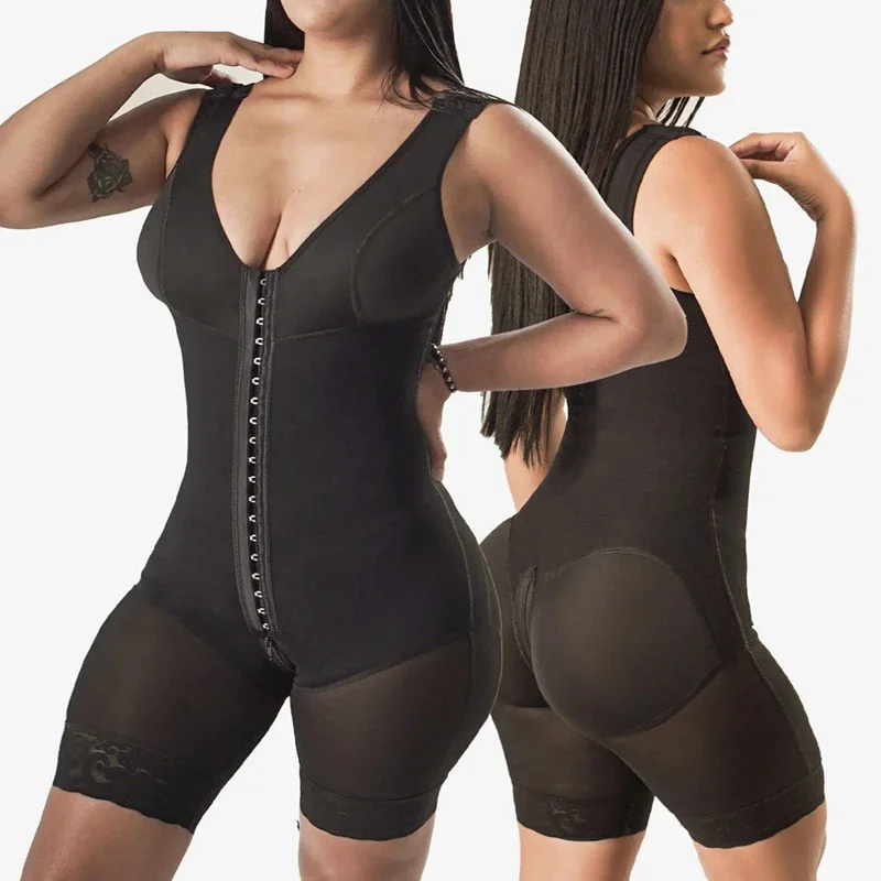 

High Compression Full Body Shapewear with Hook and Eye Front Closure Shaper Adjustable Bra Slimming Bodysuit