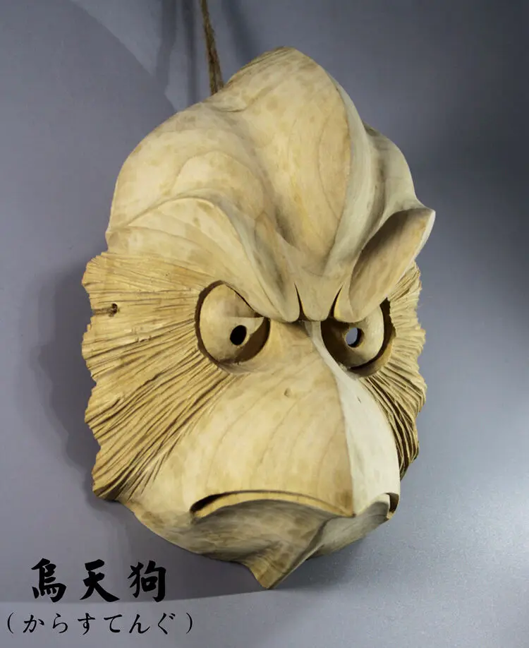 21*16*11 Hand Carved KARASUTENGU Mask Japanese Noh Kyougen Kagura Bugaku GAGAKU - QH011