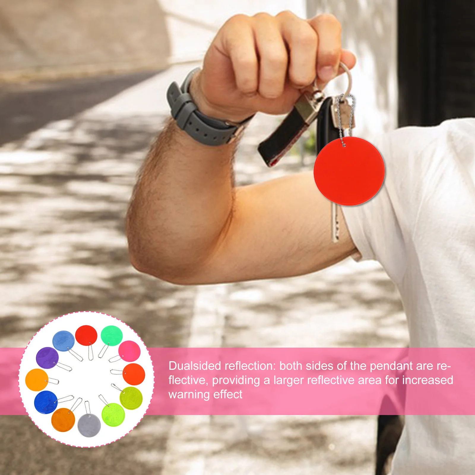 

24Pcs Reflective Pendant Keychain Double Sided Lightweight Reflector for Backpack School Bag Night Running Cycling Safety Tag