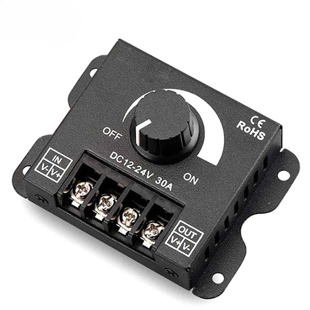 DC12-24V 30A Knob Dimmer Brightness Adjustment Stepless Dimming Switch Controller for 3528 5050 COB SMD LED Strip Light