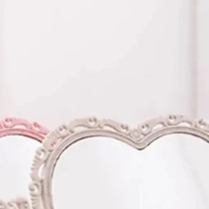 Desktop Makeup Mirror Heart Shape Makeup Vanity Portable Double-side Vanity Mirror Hand Mirror Cosmetic Compact Mirror For Women