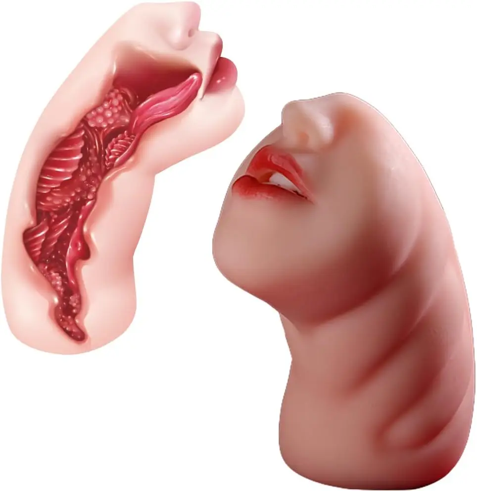 Blowjob Realistic Male Masturbator, Real Mouth Deep Throat Oral Sex with Tongue Textured for Man Masturbation Pleasure
