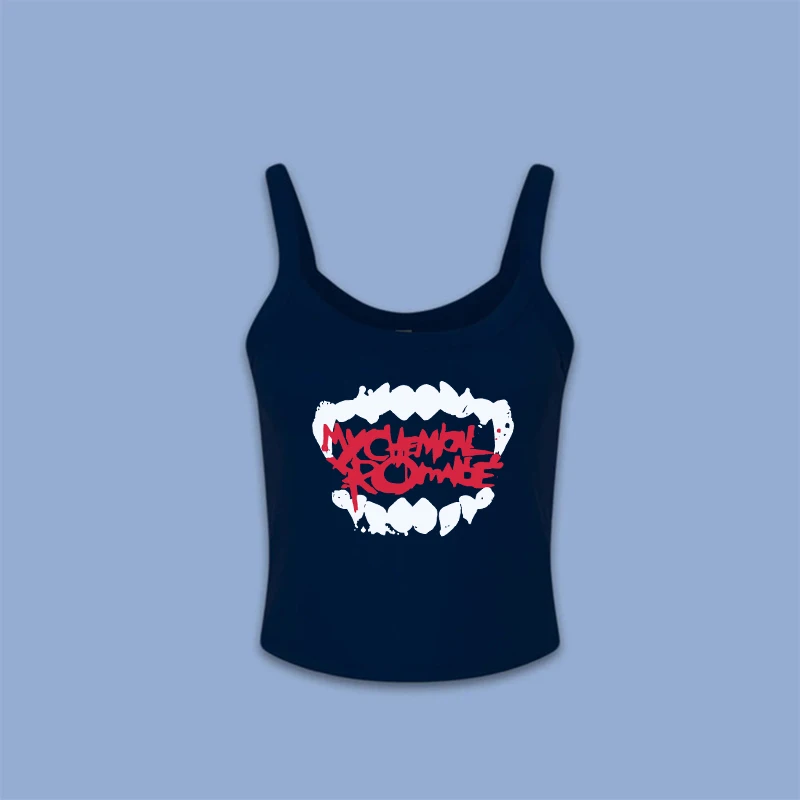 Gothic Sleeveless Crop Top for Women, Artistic Tooth Alphabet Printed, Sexy Tank, Fashion, Cool Vest, Streetwear, Aesthetic, Y2k