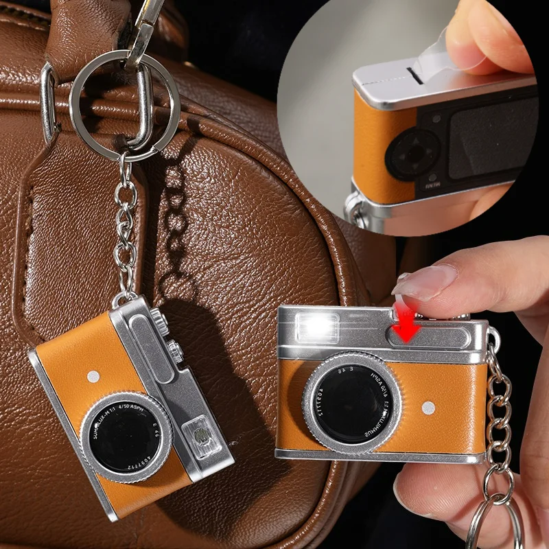 Funny Coffee Glow Camera Keychain for Kids Gifts  Decor Toy Can Shine for Labubu Accessory Pendant Bag Charm