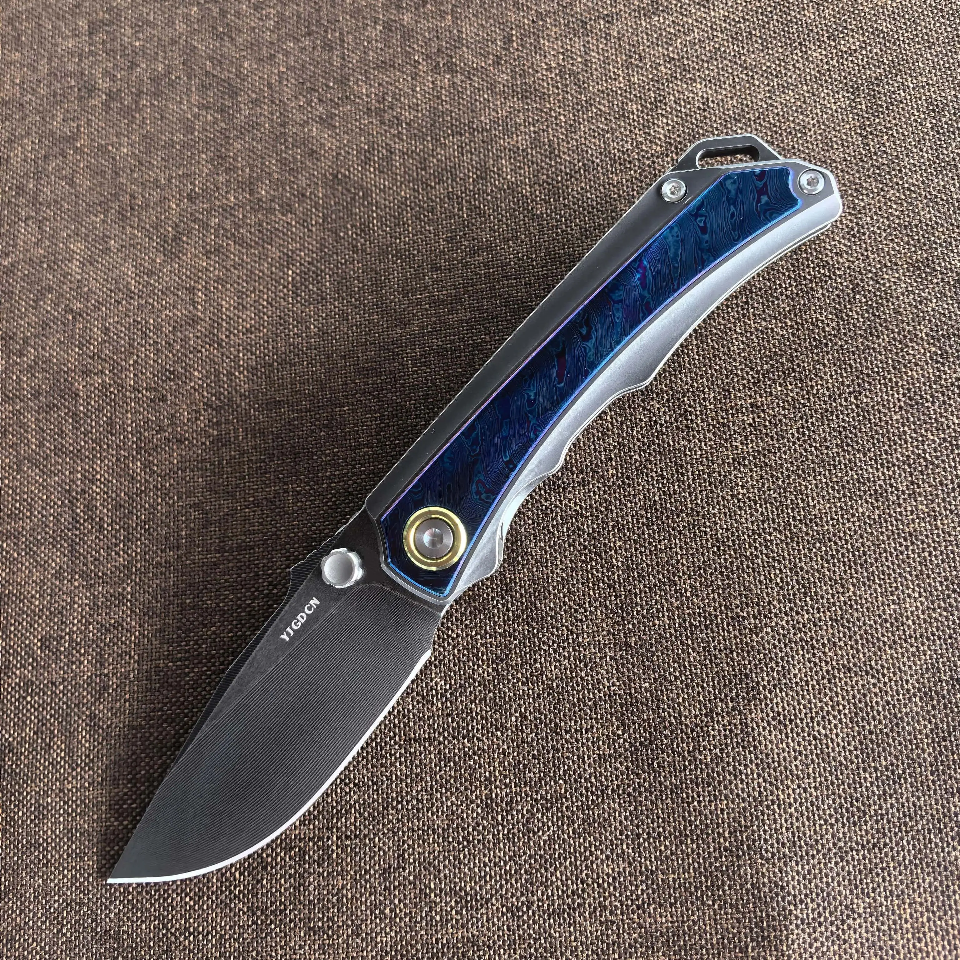 YJGDCN RIHE Design Folding Pocket Knife M390 powder steel Blade Titanium Handle Outdoor Camping Fishing EDC Tool YJ2524