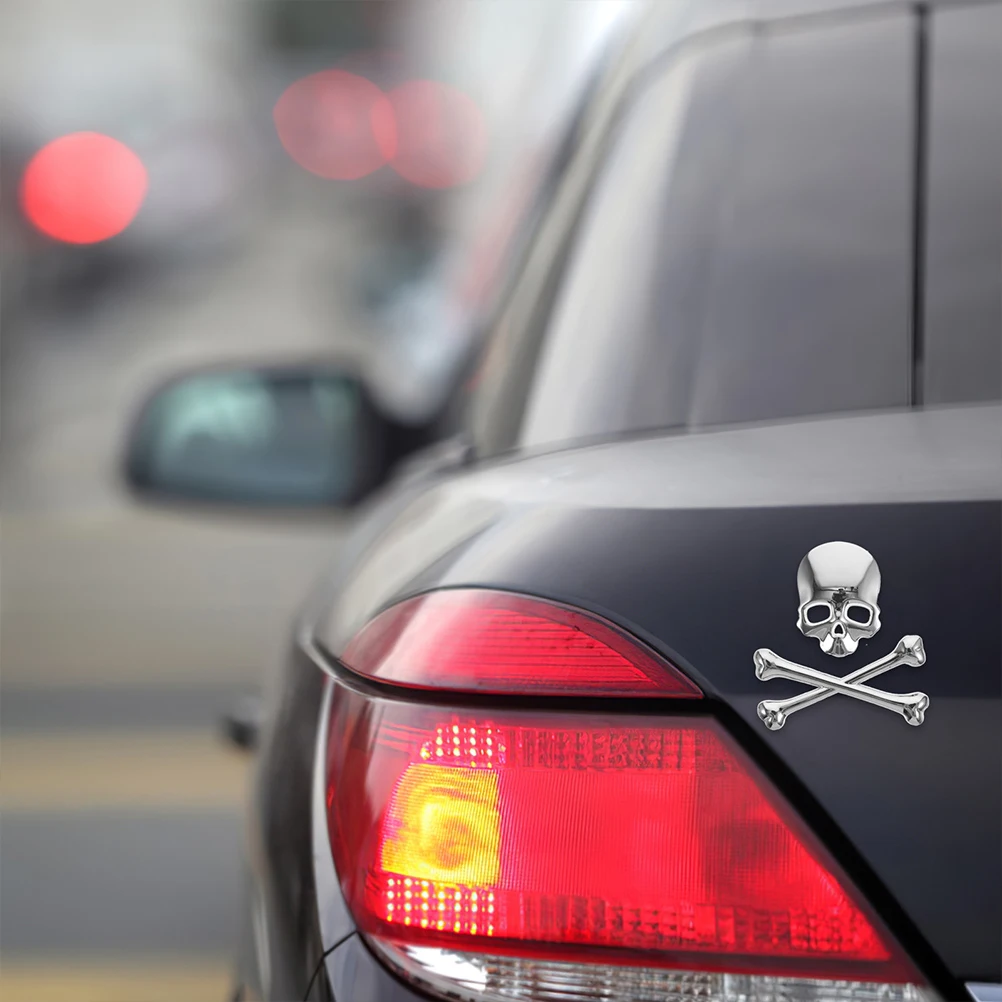 

2 Pcs Metal Skull Car Logo Decoration Sticker Stickers Automotive Exterior Emblems Decals