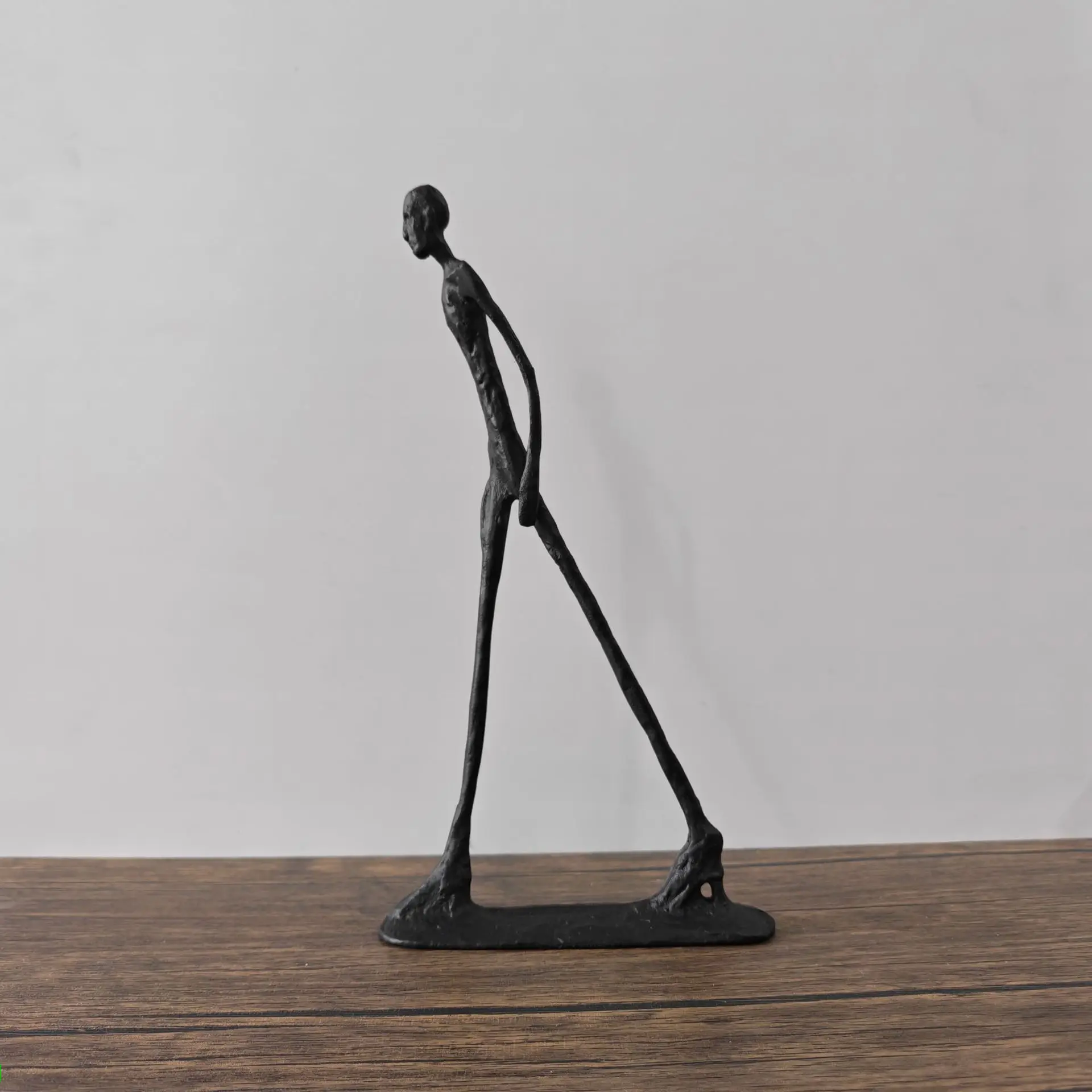 Vilead Abstract Walking Figure Sculpture Art Statue Cast Iron Gold Black Modern Nordic Decor Minimalist Office Home Living Room