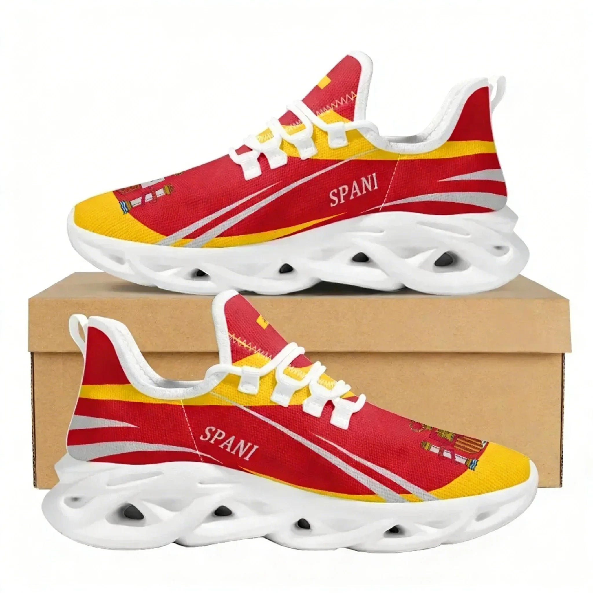 

Spain Flag Print Cool Sneakers Casual Lightweight Lace-Up Men Ladies Vulcanized Shoes Comfortable Breathable Jogging Shoes New