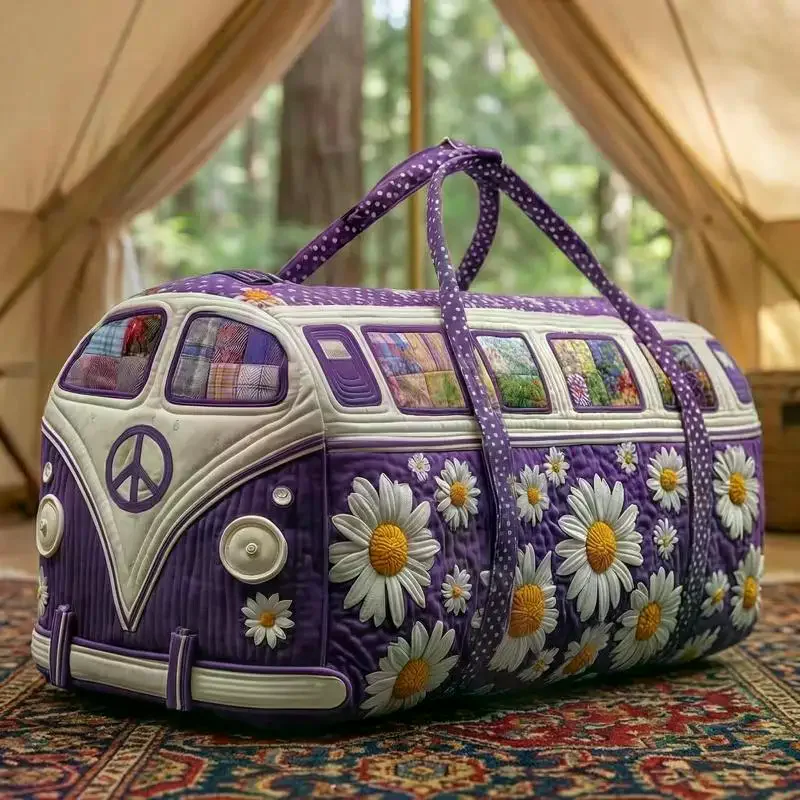 Women 3D Quilting Craft Travel Duffel Bag Fashion Sun Mountain Forest Embroidery Handbag Outdoor Camping Tote Bags Fitness Pack view 2