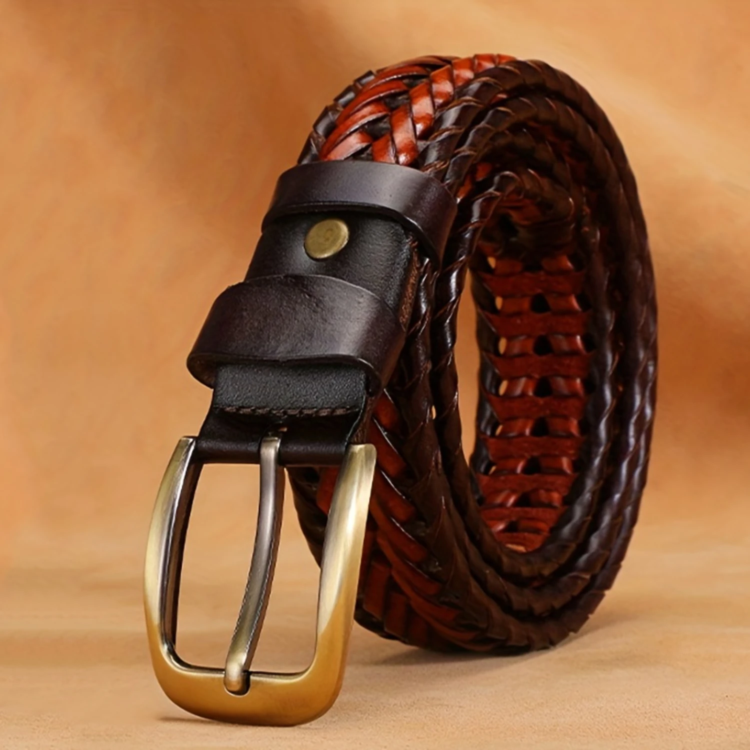 1pc Durable Mens Symmetrical Buckle Braided Belt - Fashion-Forward, Casual to Business, Classic Style - A Perfect, Stylish Gift 