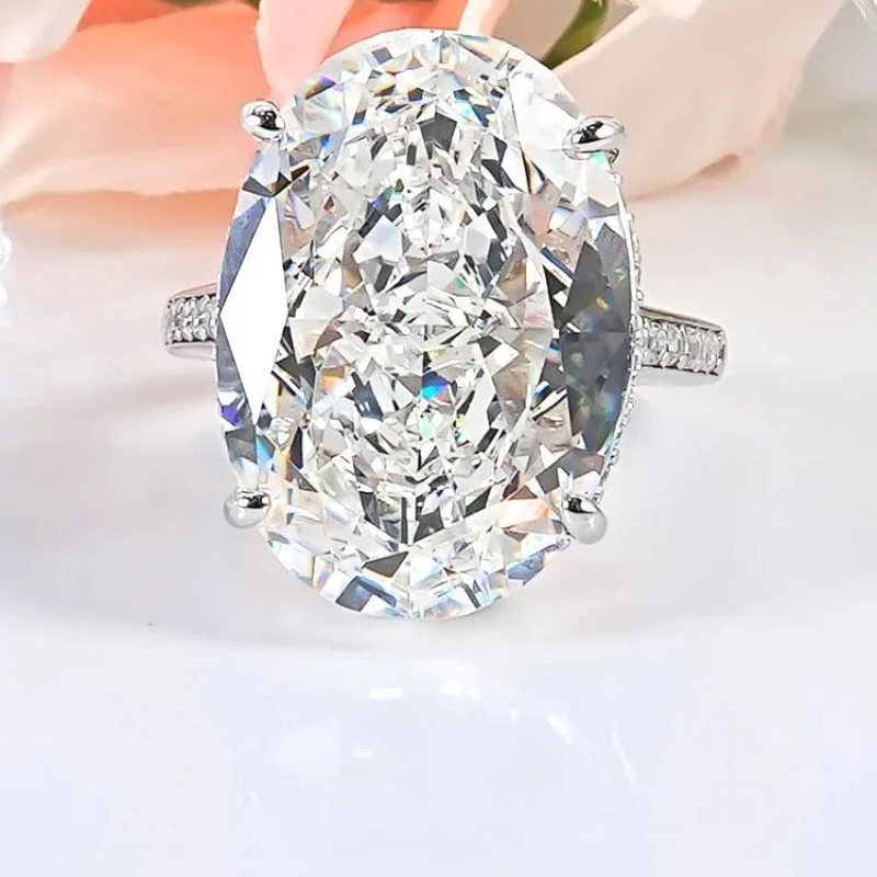 Big Luxury Lab Diamond Ring 20ct Vintage 100% Silver 925 Engagement Ring Jewelry for Women