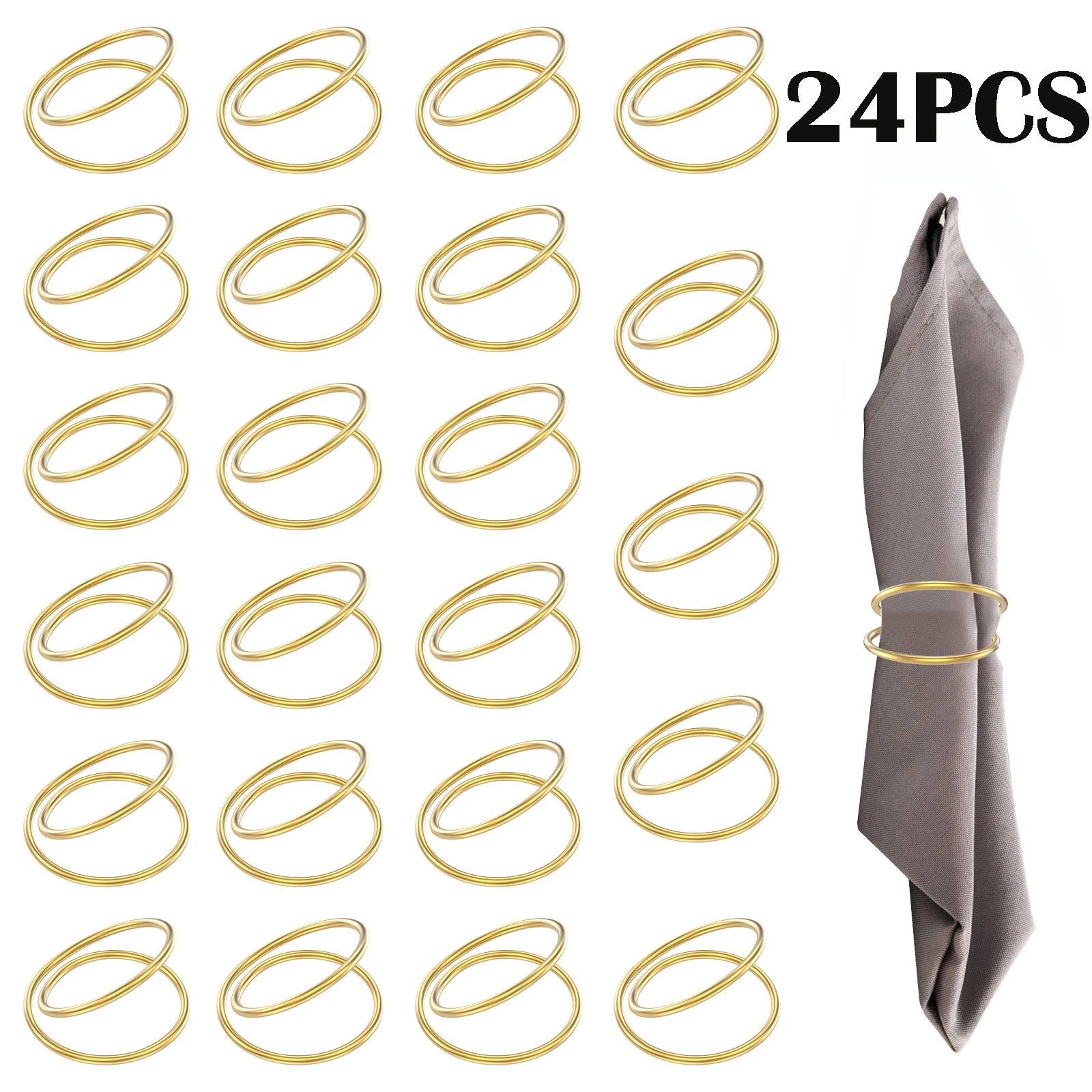

24 шт., набор золотых колец для салфеток, элегантная металлическая пряжка для держателя для салфеток на столе, декоративная пряжка для салфеток для ужина на свадьбу, Рождество