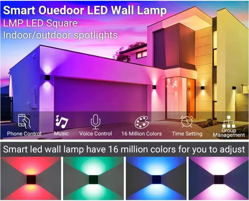 Tuya-luces de pared LED inteligentes regulables, lámpara de pared con Control por aplicación, aplique de pared exterior/interior RGBCW que cambia de Color arriba y abajo