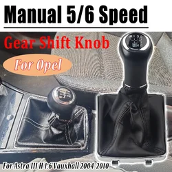 Car 5/6 Speed Gear Manual Shift Knob Lever With Leather Boot For OPEL ASTRA III H 1.6 VAUXHALL 2004-2010 Parking Handbrake Cove